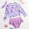 thumbnail image 2 of TOWED22 Toddler Baby Girls Rash Guard Swimsuit Long Sleeve 2 Piece Floral Bathing Suit Bikini Bottoms Infant Swimwear Purple,3-4 Y, 2 of 8