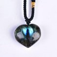 thumbnail image 2 of K-KED Natural Labradorite Love Heart Pendant Quartz Healing Crystal Rock Necklace Gift, 2 of 9