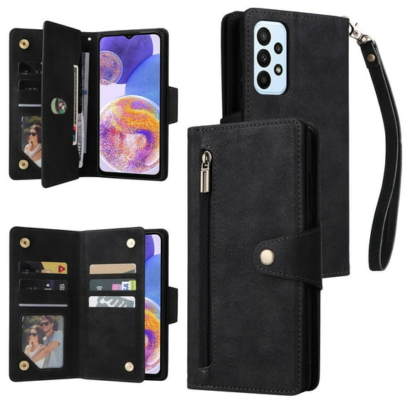 Case for Samsung Galaxy A23 4G/5G Magnetic Leather Zipper Wallet Cover Card Holder