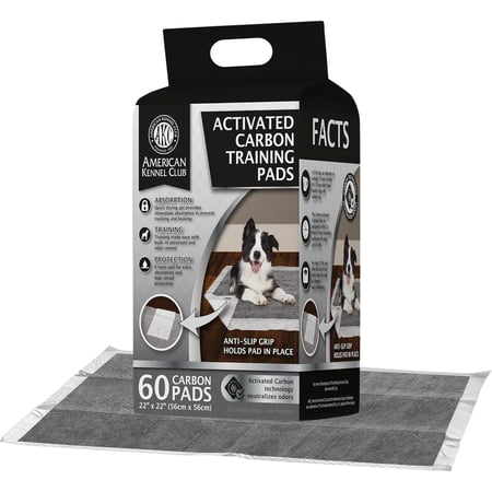 Charcoal Puppy Training Pads, with Anti-Slip Adhesive Backing, Quick Dry Gel and Activated Carbon Odor Control (Charcoal, 22" x 22" - Pack of 60)