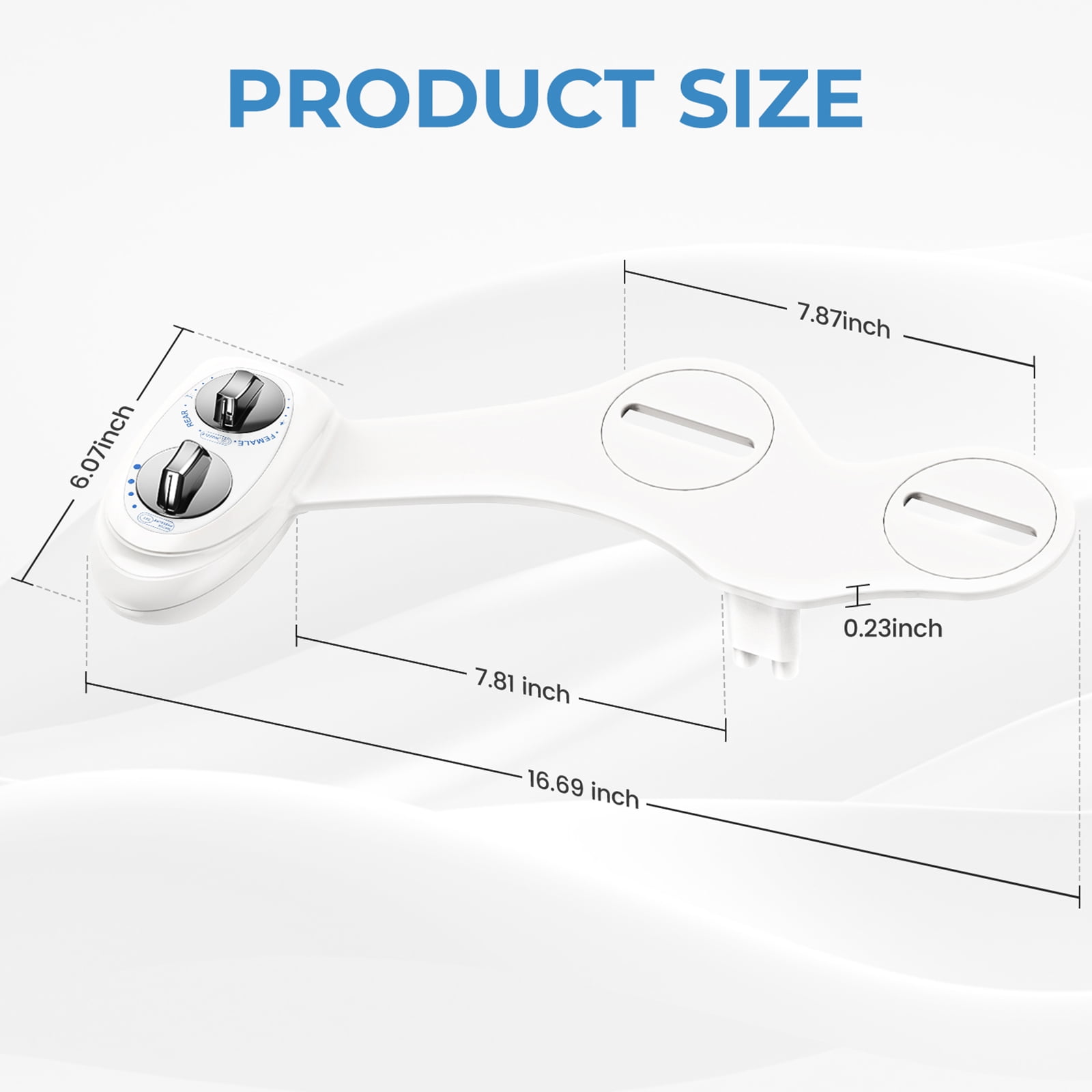 KINGTACK Toilet Bidet Attachment, Dual Nozzle, Non-Electric Bidet Attachment for Toilet Seat, Adjustable Water Pressure, Rear and Feminine Wash (White)