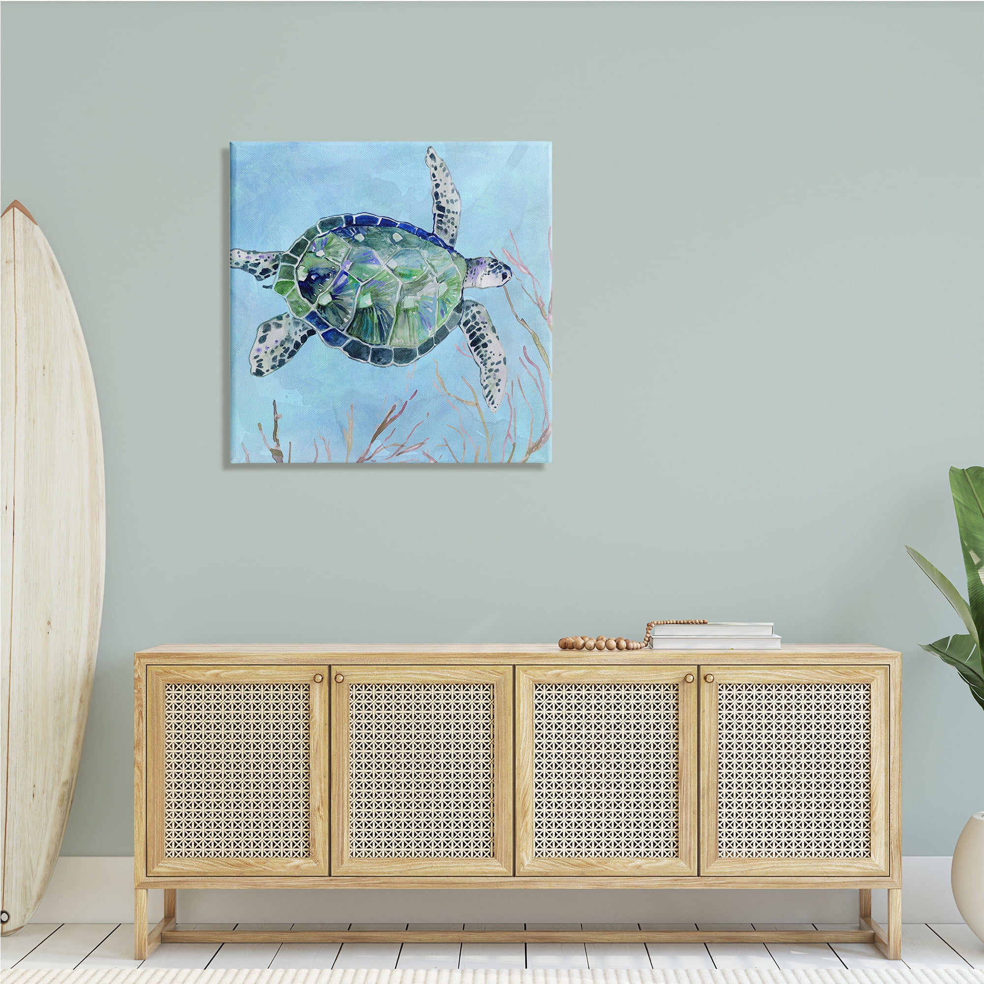 Stupell Industries Speckled Sea Tortoise Deep Sea Aquatic Animal, 30 x 30, Design by Carol Robinson