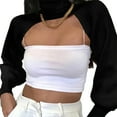 thumbnail image 3 of ZPAQI Women Lantern Long Sleeve Sweater Sexy Hollow Out Turtleneck Solid Color Crop Top Ribbed Knitted Loose Pullover Shrug Cover Up Streetwear, 3 of 20