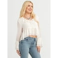 thumbnail image 2 of Jessica Simpson Women's Stayce Cropped Ruffle Top with Long Sleeves, Sizes XS-XL, 2 of 7