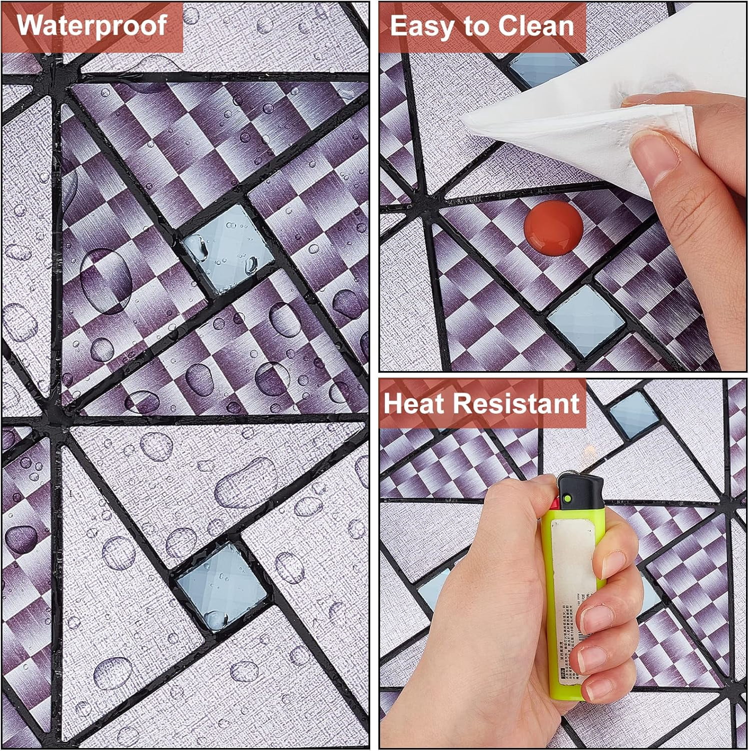 5 Pcs Glass Mirrors Mosaic Tiles Self-Adhesive Mosaic Peel Geometric Patterns Backsplash Tile for Home Decoration or Crafts 11.8"x11.8" Blue DIY
