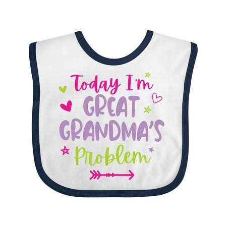 

Inktastic Child Funny Today Im Great Grandmas Problem Gift Baby Girl Bib