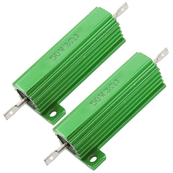 2Pcs Green 50W Watt 3 Ohm 5% Aluminum Shell Wire Wound Resistors