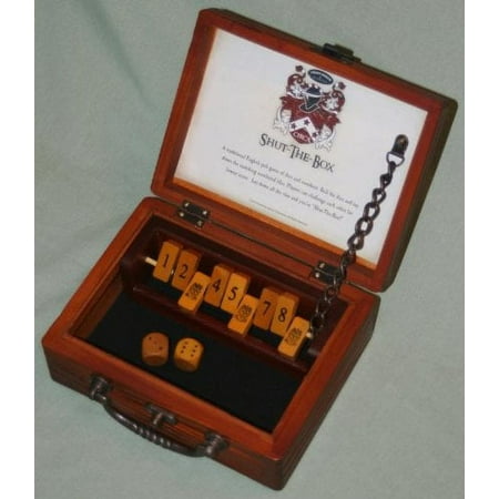 Front Porch Classics Circa Shut-the-Box, Wooden 9 Number Dice Game with Case for Travel, for Adults and Kids Ages 8 and Up None Multi