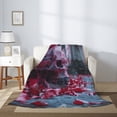 thumbnail image 2 of Throw Blanket for Couch Sofa and Bed, Gothic Red Skull Cemetery Super Soft Plush Throw Blanket, Fuzzy Cuteness Comfy Warm Washable Flannel Blanket & Throws for All Season, 2 of 5