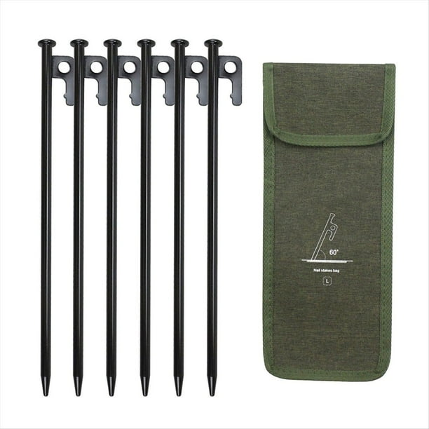 6 Uds 30 cm Clavijas para Tienda de Campaña Al Aire Libre Clavos de con Bolsa de Almacenamiento Clavos A Prueba de Viento Accesorios de Camping Sujeción de Tienda Negro