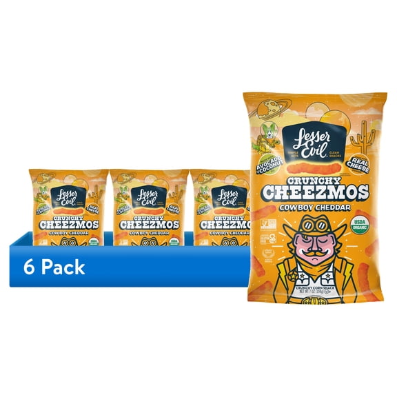 (6 pack) LesserEvil Cheezmos, Cowboy Cheddar, 7oz