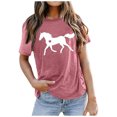 thumbnail image 1 of TSADFHJI Hauts de Vacances pour Femmes, T-Shirt d'Été Imprimé Confortable et à la Mode en Coton Coloré à Manches Courtes P, 1 of 4