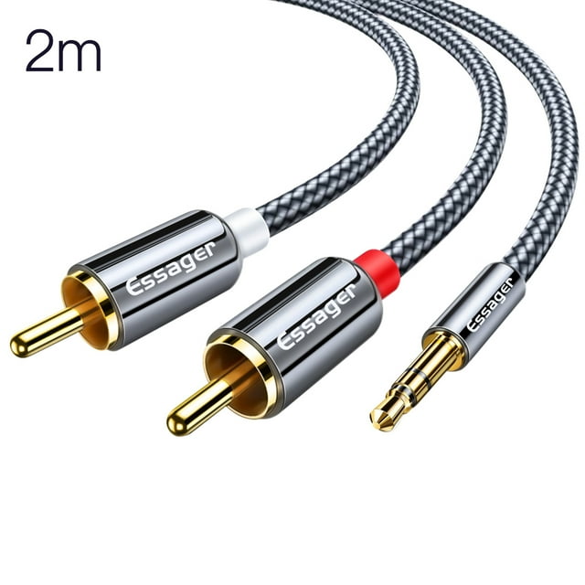 Essager Cable divisor de cable trenzado de 3,5 mm a RCA Cable adaptador de audio para amplificador de computadora de TV, 2 metros seitruly EL5284-03