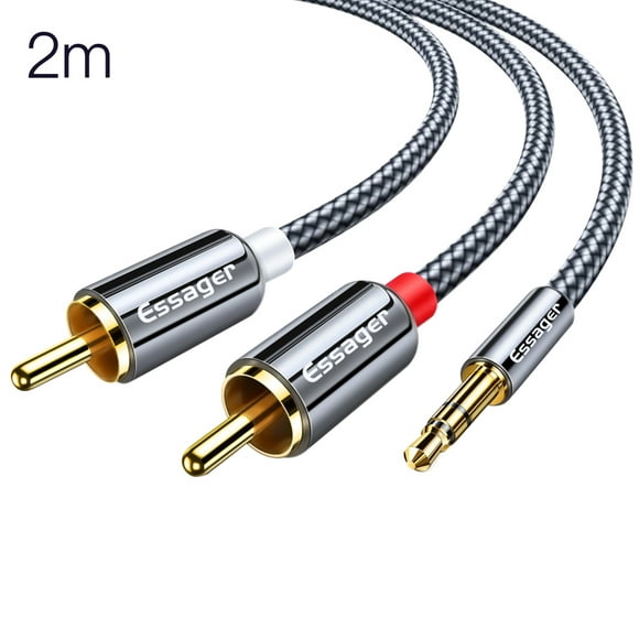 Câble Adaptateur Audio Amplificateur de Câble Tressé de 3,5 Mm à Rca, 2 Mètres Xinxinyy