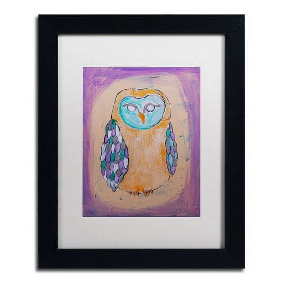 Trademark Fine Art 'Owl I' Canvas Art by Nicole Dietz, White Matte, Black Frame