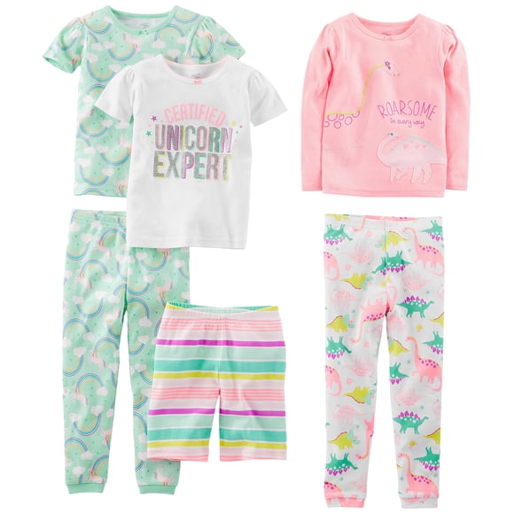 Conjunto de pijama Simple Joys de Carter's Girls, 6 piezas, algodón 3T