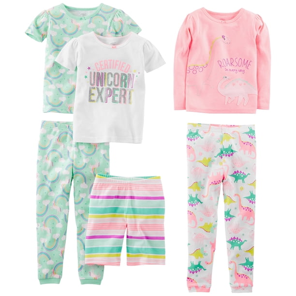 Conjunto de pijama Simple Joys by Carter's Girls 4T, 6 piezas, algodón