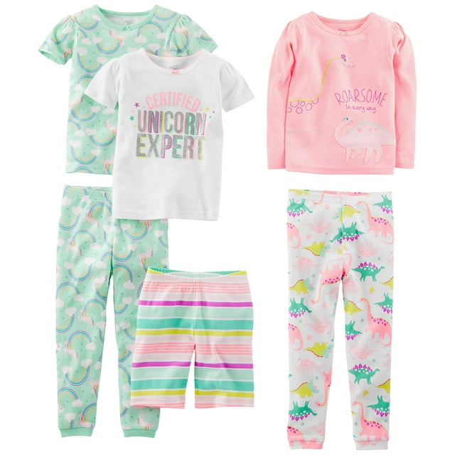 Conjunto de pijama Simple Joys by Carter's Girls 4T, 6 piezas, algodón
