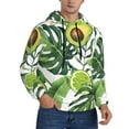 thumbnail image 2 of Wukai Watercolor Green Tropical Print Men Hoodies Fleece Sweatshirts Long Sleeve Sweaters Pullover Fall Outfits Winter Clothes-Medium, 2 of 7