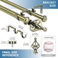 thumbnail image 3 of Urbanest Adjustable Double Curtain Rod Set Portia Flat Button Finials – 1″ Front & 3/4″ Back Rod With Antique Brass Rod, 48–84 Inches, 3 of 6