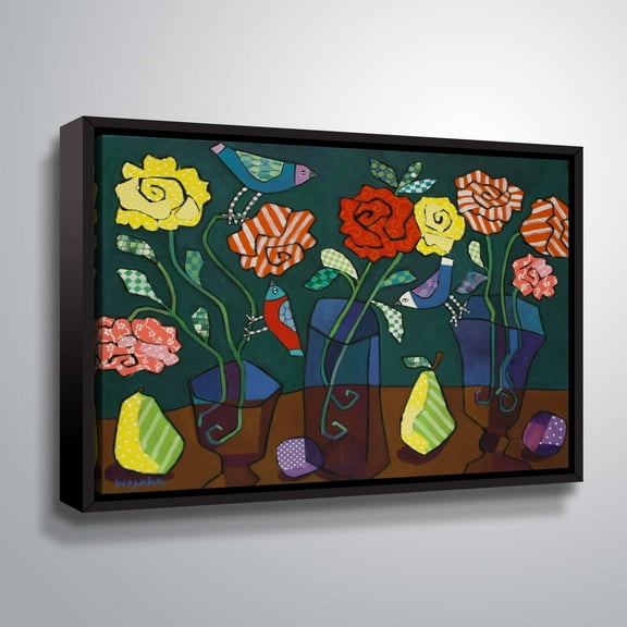 ArtWall More Patterned Roses, Gallery Wrapped Floater-framed Canvas by Holly Wojahn