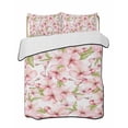 thumbnail image 2 of Quilts Full Size, Pink Flowers Soft Comforter Bedding Set for Bed, Watercolor Spring Botanical Floral Leaves Lightweight Quilted Bedspread with Pillow Cover(2 Pieces) for All Season, 78x90 Inch, 2 of 6