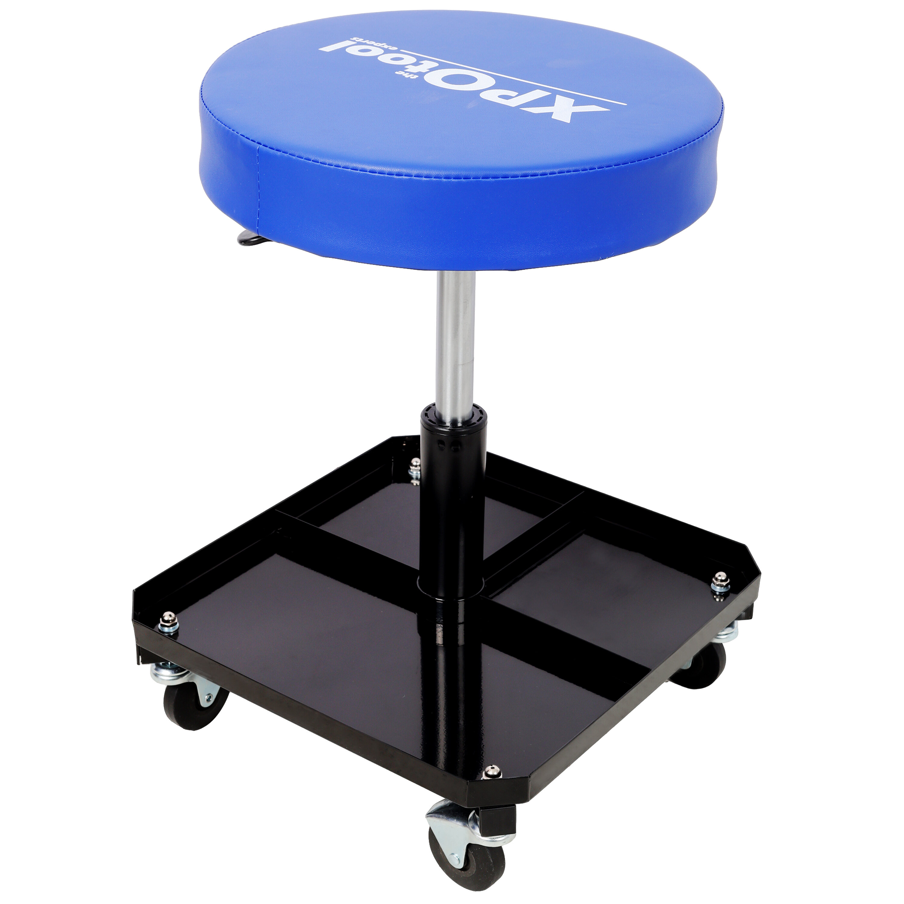, 250 LBS Rolling Pneumatic Creeper Garage,Adjustable Mechanic Stool with Tool Tray Storage, Black+Blue ,Steel ,
