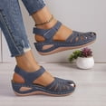 thumbnail image 5 of Womens Sandals Summer New Large Size Daily Hollow Bun Midheel Paste Women's Wedge Sandals, 5 of 7