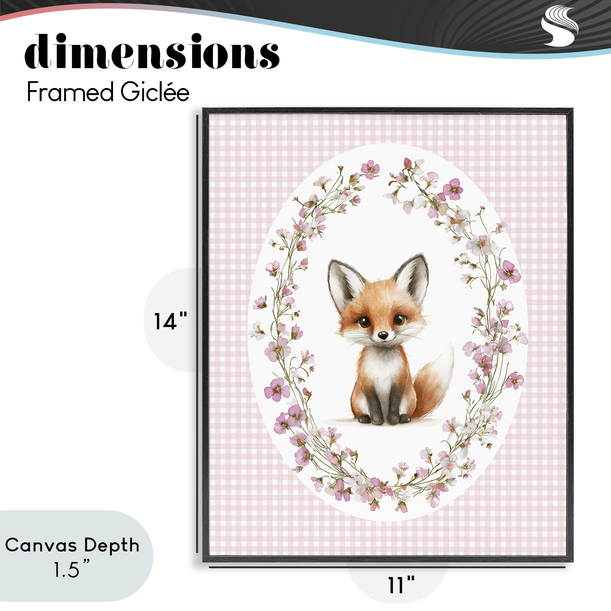 Stupell Industries Fox with Cherry Blossoms Black Framed Giclee Art, design by Christine Simpson Art