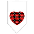 thumbnail image 1 of Argyle Heart Red Screen Print Bandana White Small, 1 of 1