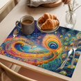 thumbnail image 3 of Watercolor Peacock Feathers Placemats Set of 12 Abstract Oil Painting Art Place Mats Indoor Wipeable Table Mats Washable Cloth Dining Table Placemats for Kitchen Holiday Party Home Decor 13x19 Inch, 3 of 9