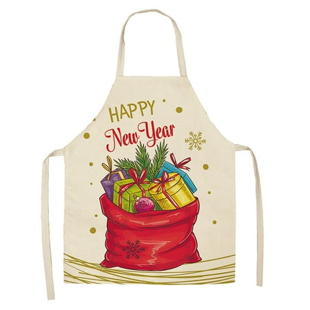 

KEUSN Christmas Kitchen Cooking Aprons Black And Red Plaid Aprons Adjustable Buffalo Plaid Baking Apron Grilling Christmas Apron With Snowflake Words Deer
