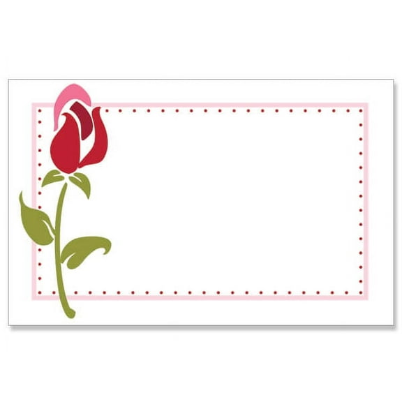 Pack Of 50, Rose Stem Border Enclosure Card 3.5" X 2-1/4" Made In USA