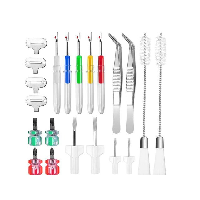 Kit de Limpieza para Máquina de Coser Kit de Servicio Cepillo de Doble Cabezal Herramientas de Reparación