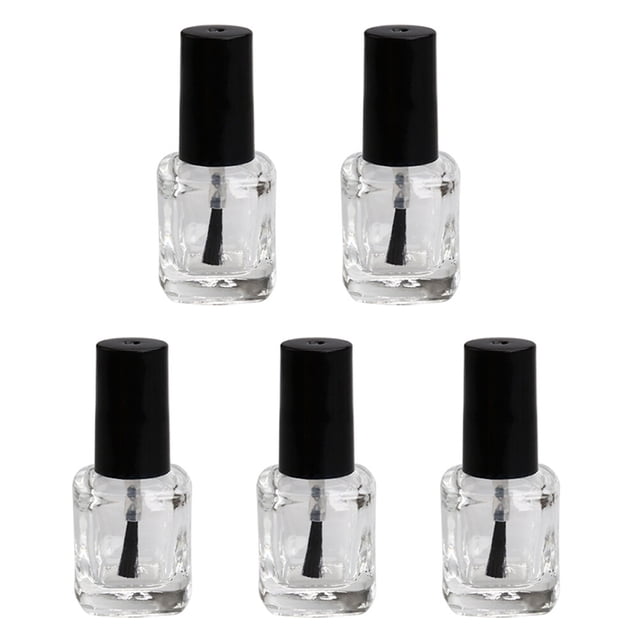 10pcs / pack 10ml botella vacía del pulimento de clavo con el cepillo dentro de las botellas claras formadas cuadrado del envase del esmalte de uñas