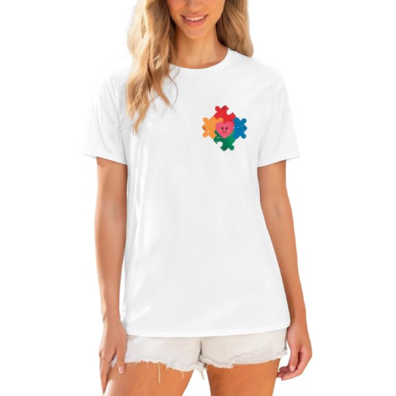 Telankuip Unisex Awareness Gift T Shirts for Men Womens Crew Neck Short Sleeve T-Shirt Loose Comfortable Breathable Summer Casual Graphic Tee Tops Streetwear White XS