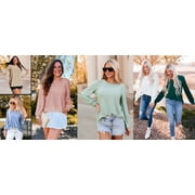 Fantaslook Eyelet Blouses for Women Dressy Casual Long Sleeve Shirts Crew Neck Fall Trendy Tops