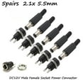 thumbnail image 1 of 5 Pair DC 12V Male Female Socket Panel Mount Barrel Jack Plug Power Connector, 1 of 8