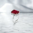thumbnail image 5 of Gem Stone King 5.06 Cttw Red Created Ruby Ring for Women | 925 Sterling Silver | Emerald Cut 14X10MM | Gemstone July Birthstone | Wedding Engagement Anniversary Promise Ring for Women | Size 9, 5 of 5