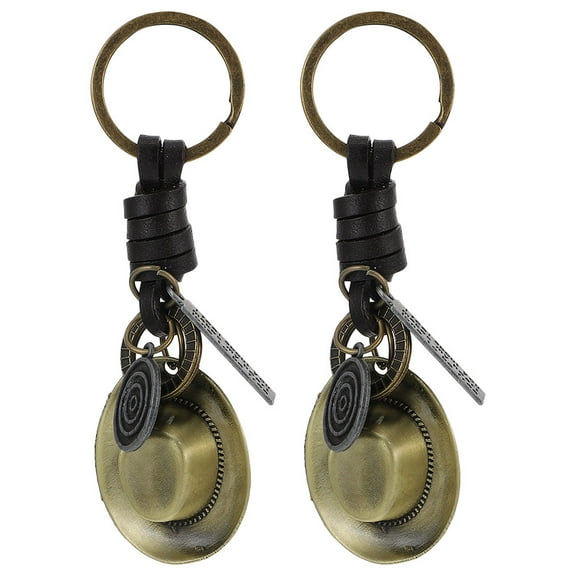 Car Key Chain Lanyard Western Ring Cowboy Style Pendant Mini Backpack Keychain Golden