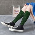 thumbnail image 5 of Naloa Emerald Green Sparkling Knee Socks, High Socks Long Stretchy Sock Women Knee High Stocking, Long Socks for Women, 5 of 6