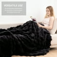 thumbnail image 5 of VK·LIVING Thick Ribbed Faux Rabbit Fur Cozy Reversible Throw Blanket,Super Soft 3D Striped Fuzzy Cozy Blankets,Black,60"x 80", 5 of 7