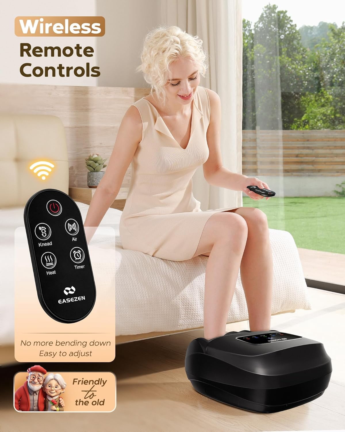 Heated Shiatsu Foot Massager with Remote Control, Full Foot Comfort, Gift for Women & Men, Size 14