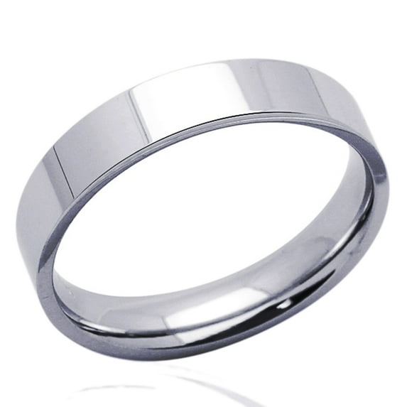 14K White Gold 4mm Plain Comfort Fit Flat Style Wedding Band (Size 3 to 13), 5.5