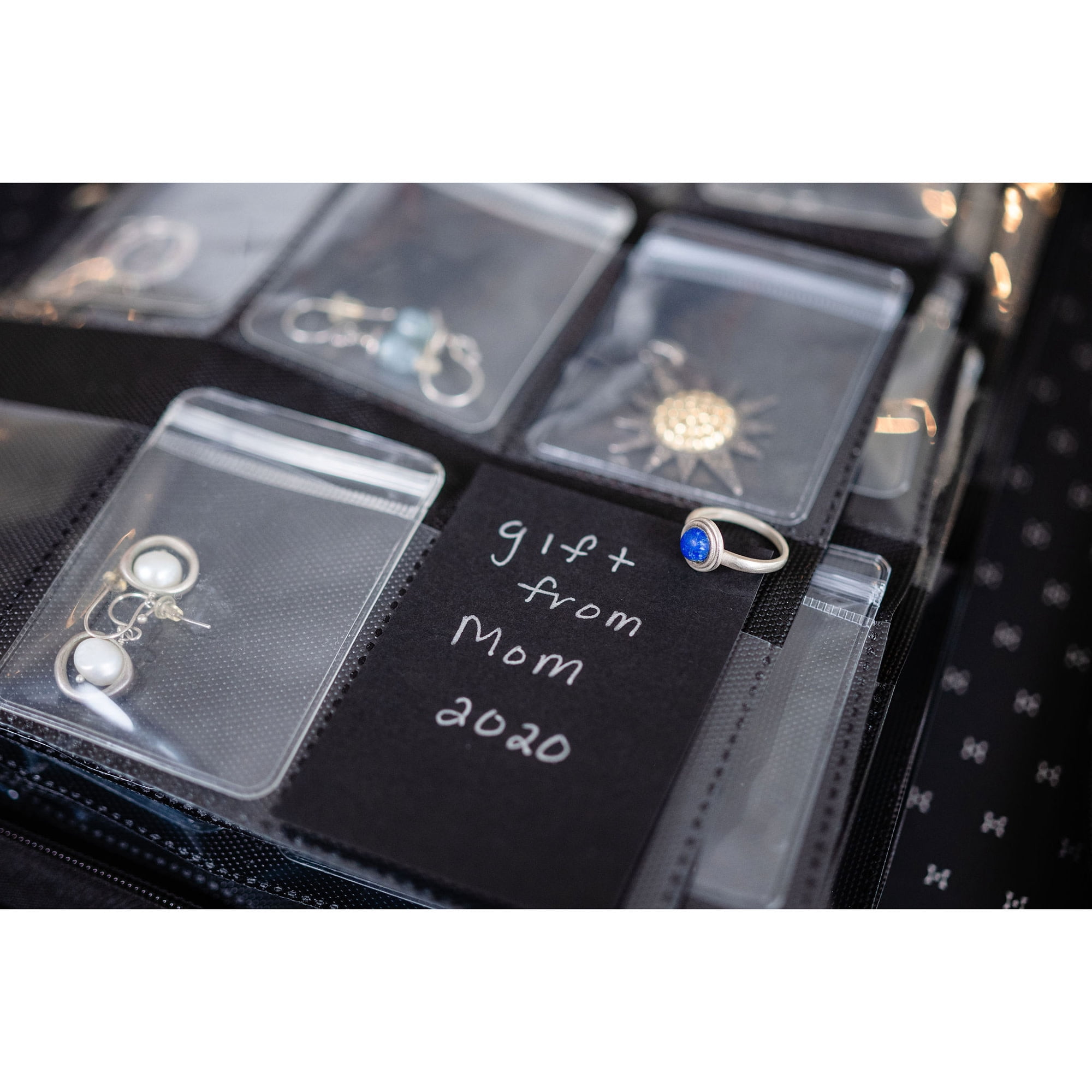 Hibana: Notecards & Pen - 50 Small & 45 Large Black Notecards, Silver Ink Pen, Fits Hibana Jewelry Storage Pocket Pages, Document Origin & Value