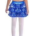 thumbnail image 4 of YiZYiF Kids Girls Sparkly Sequins Dance Skirt Tiered Ruffle Skorts Hip Hop Jazz Performance Costume Royal Blue 12, 4 of 7