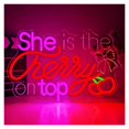 thumbnail image 1 of Letrero De Neón She Is The Cherry On Top Con Luz LED Regulable Para Bodas, Fiestas, Dormitorios, Salones De Belleza Y Decoración De Pared 42cmx26.7cm, 1 of 3
