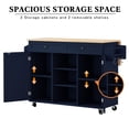 thumbnail image 5 of HLR 51.7" W Rolling Kitchen Island On Wheels, Cart With Drop Leaf Countertop with Storage, Blue, 5 of 8