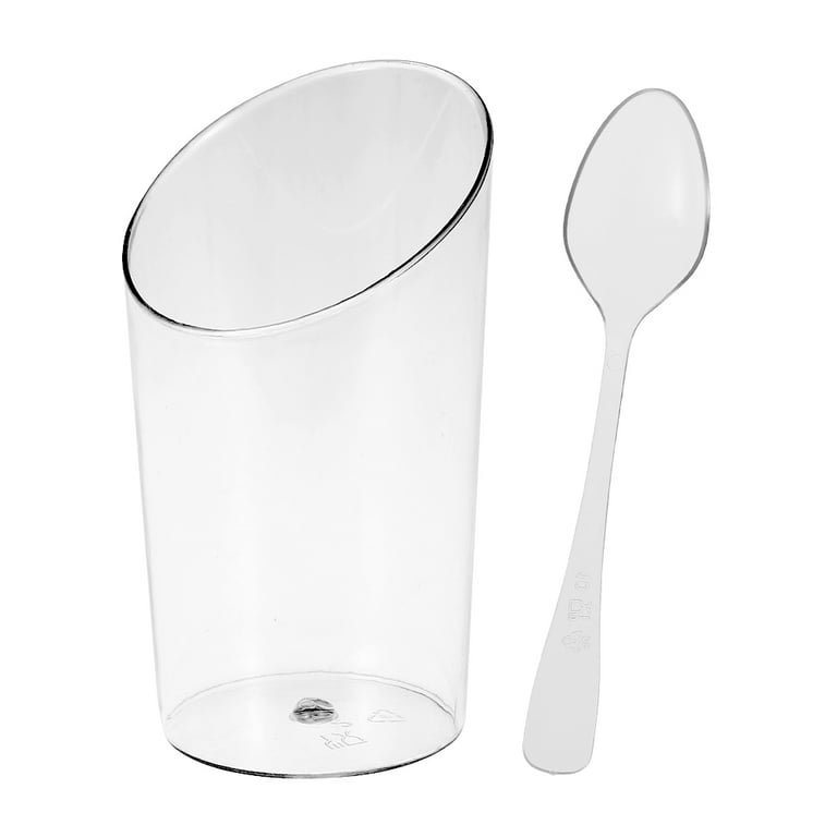 Party Essentials Miniware Disposable 2 oz. Small Plastic Appetizer and  Dessert Cups/Cocktail Sample Tasting Drinkware, Clear, Mini Martini Glasses