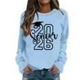 thumbnail image 1 of Sweatshirt for Women Basic Fall Pullover Sweatshirt with Letter Print Round Neck Layering Top Comfort Fit Chandail Sport Femme Light Blue S, 1 of 7